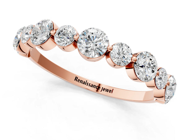Rose gold Round Diamond Scalloped Prong Set Eternity Band