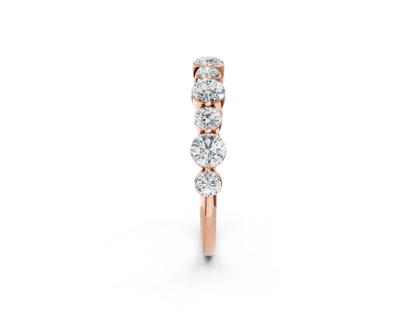 Rose gold Round Diamond Scalloped Prong Set Eternity Band