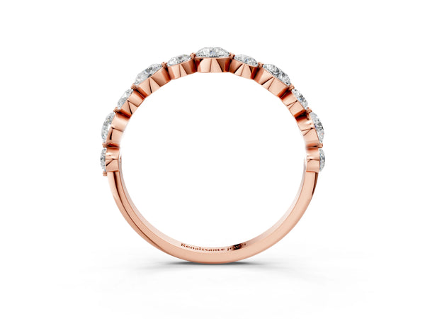 Rose gold Round Diamond Scalloped Prong Set Eternity Band