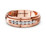 Rose gold Round Diamond Seven-Stone Channel Set Mens Band