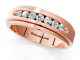 Rose gold Round Diamond Seven-Stone Channel Set Mens Band_1