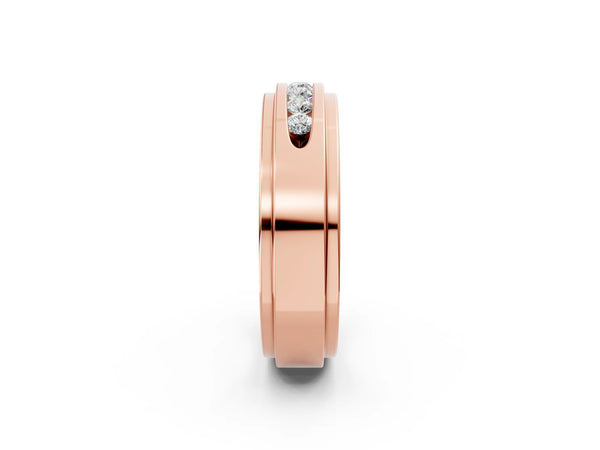 Rose gold Round Diamond Seven-Stone Channel Set Mens Band