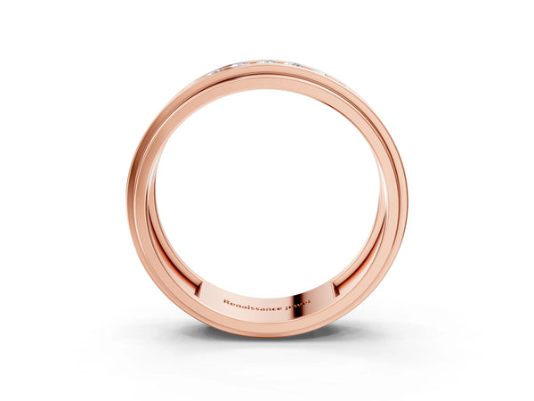 Rose gold Round Diamond Seven-Stone Channel Set Mens Band
