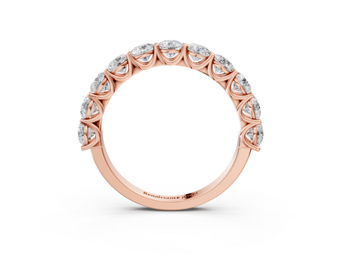 Rose gold Round Emerald Shared Prong Eternity Band