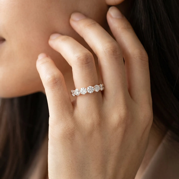Rose gold Round Diamond Shared Prong Eternity Band