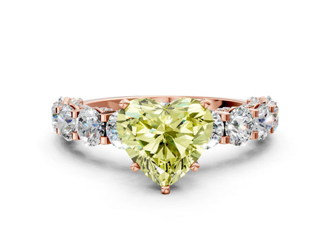 Rose gold Round Diamond Side Stone Engagement Ring with Six-Prong Setting