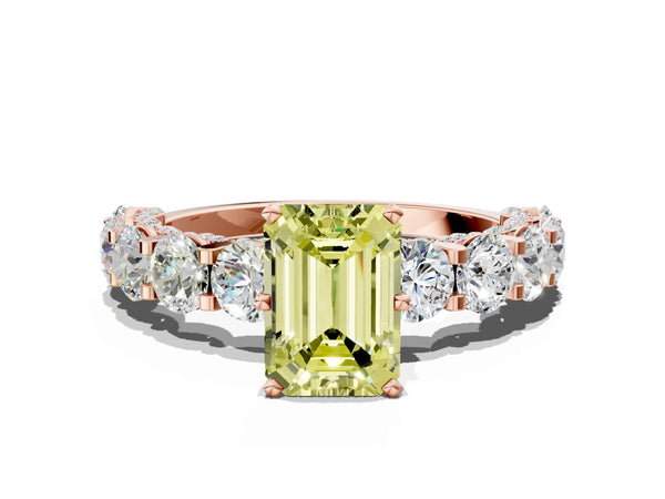 Rose gold Round Diamond Side Stone Engagement Ring with Six-Prong Setting