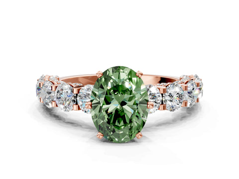 Rose gold Round Diamond Side Stone Engagement Ring with Six-Prong Setting_10
