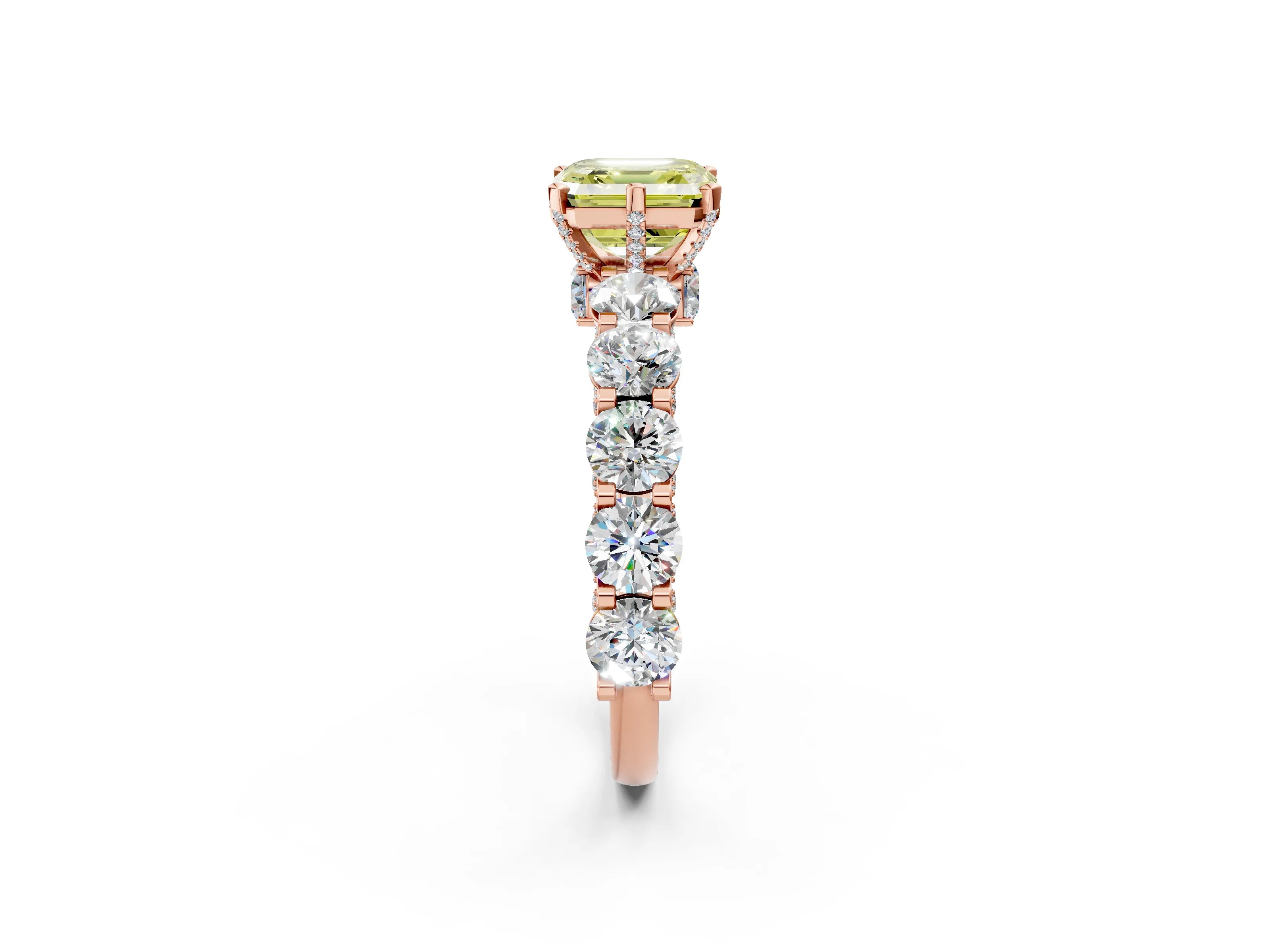 Rose gold Round Diamond Side Stone Engagement Ring with Six-Prong Setting_10