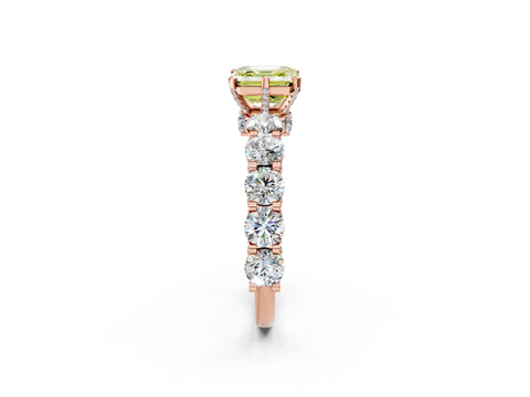 Rose gold Round Diamond Side Stone Engagement Ring with Six-Prong Setting_10