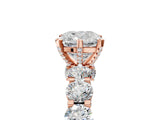 Rose gold Round Diamond Side Stone Engagement Ring with Six-Prong Setting_11