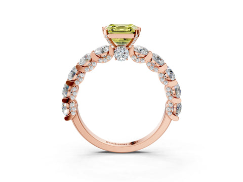 Rose gold Round Diamond Side Stone Engagement Ring with Six-Prong Setting_11