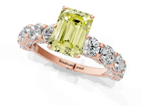 Rose gold Round Diamond Side Stone Engagement Ring with Six-Prong Setting_11