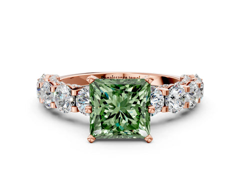 Rose gold Round Diamond Side Stone Engagement Ring with Six-Prong Setting_12