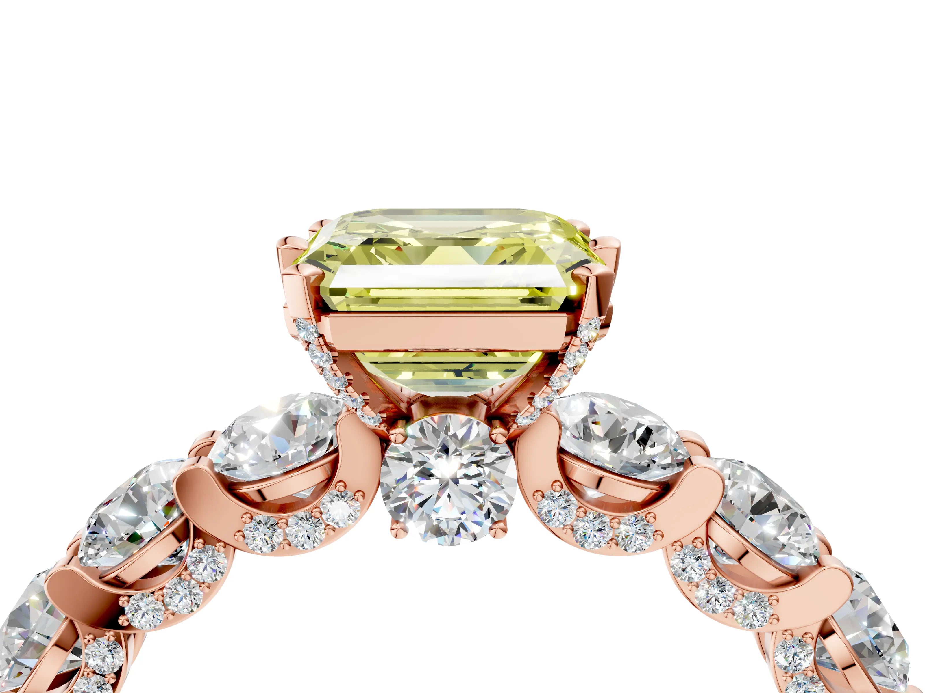 Rose gold Round Diamond Side Stone Engagement Ring with Six-Prong Setting_12