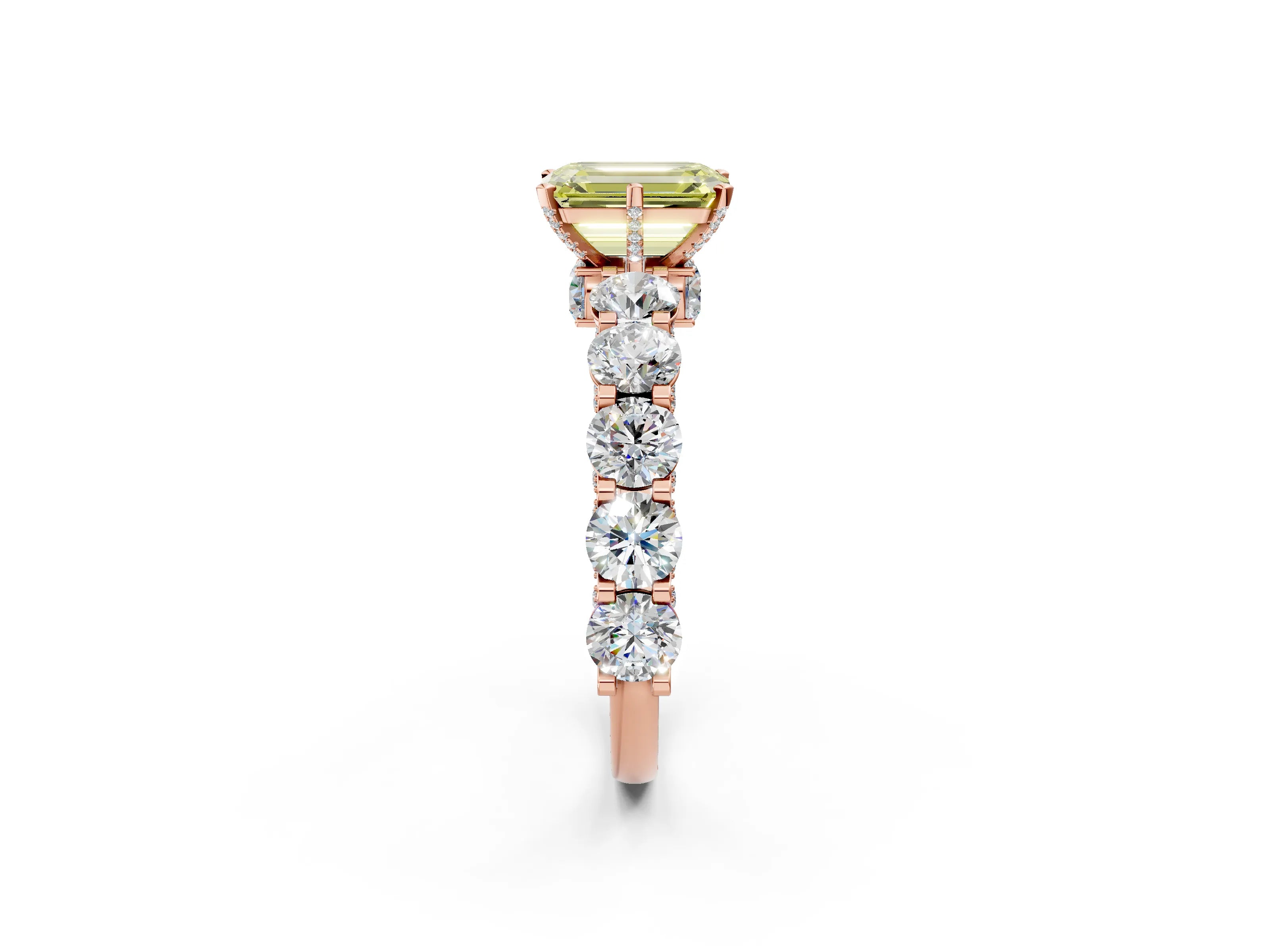 Rose gold Round Diamond Side Stone Engagement Ring with Six-Prong Setting_12