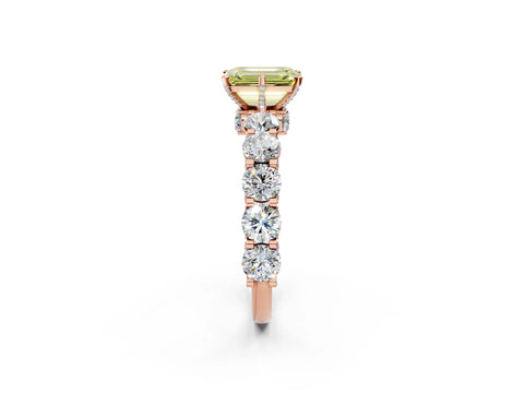 Rose gold Round Diamond Side Stone Engagement Ring with Six-Prong Setting_12