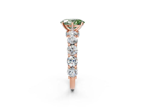 Rose gold Round Diamond Side Stone Engagement Ring with Six-Prong Setting_12
