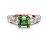 Rose gold Round Diamond Side Stone Engagement Ring with Six-Prong Setting_12