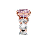 Rose gold Round Diamond Side Stone Engagement Ring with Six-Prong Setting_12