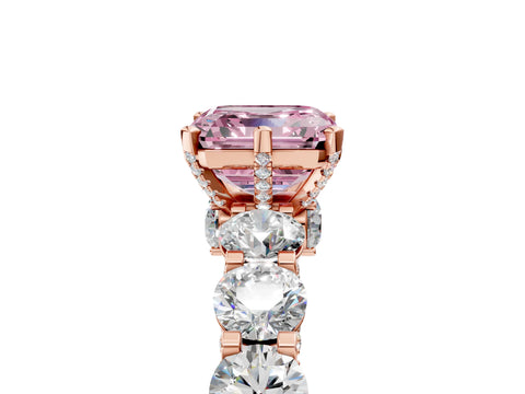 Rose gold Round Diamond Side Stone Engagement Ring with Six-Prong Setting_12