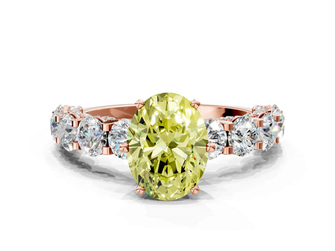 Rose gold Round Diamond Side Stone Engagement Ring with Six-Prong Setting_12