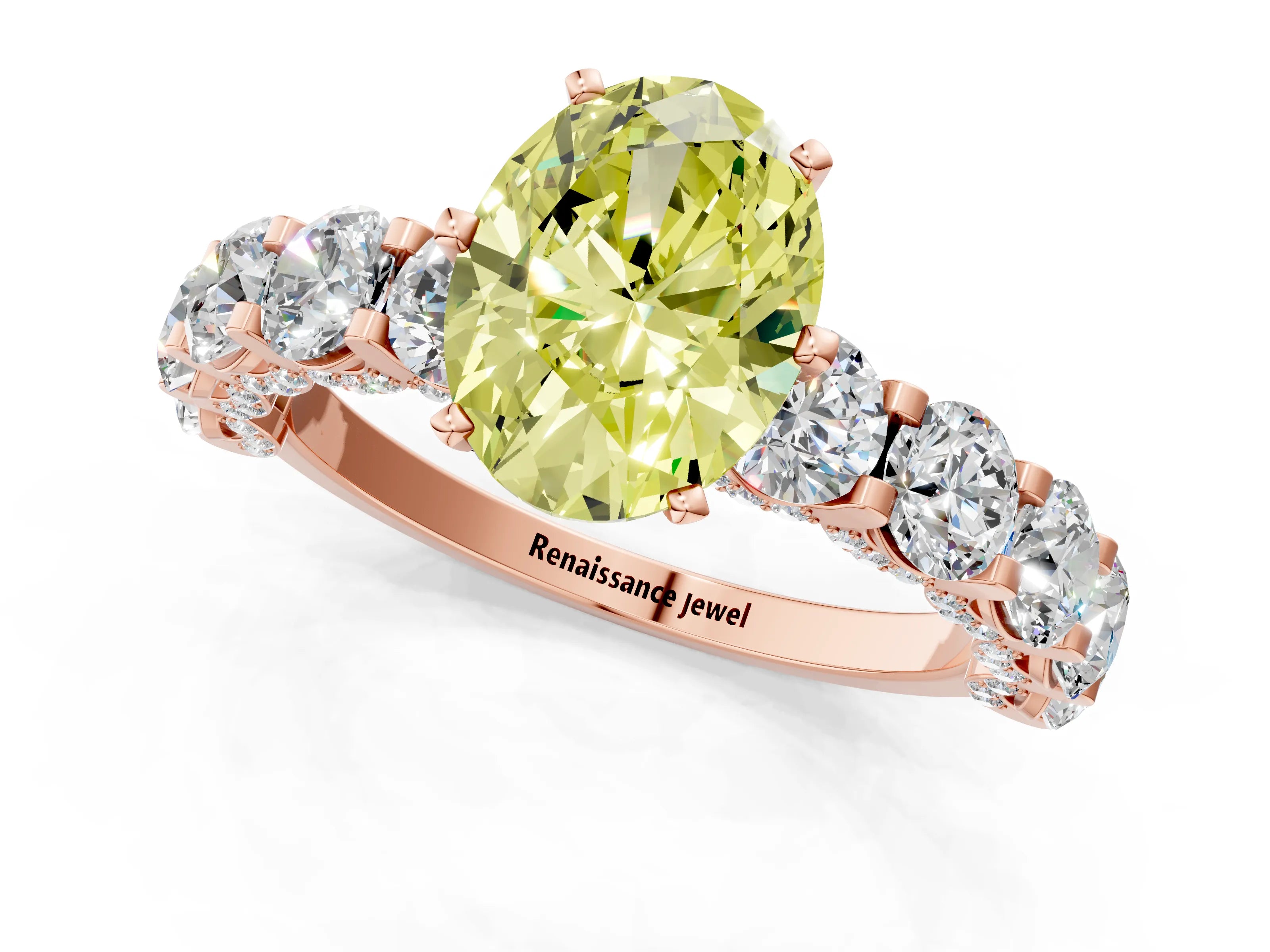 Rose gold Round Diamond Side Stone Engagement Ring with Six-Prong Setting_13