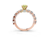 Rose gold Round Diamond Side Stone Engagement Ring with Six-Prong Setting_13