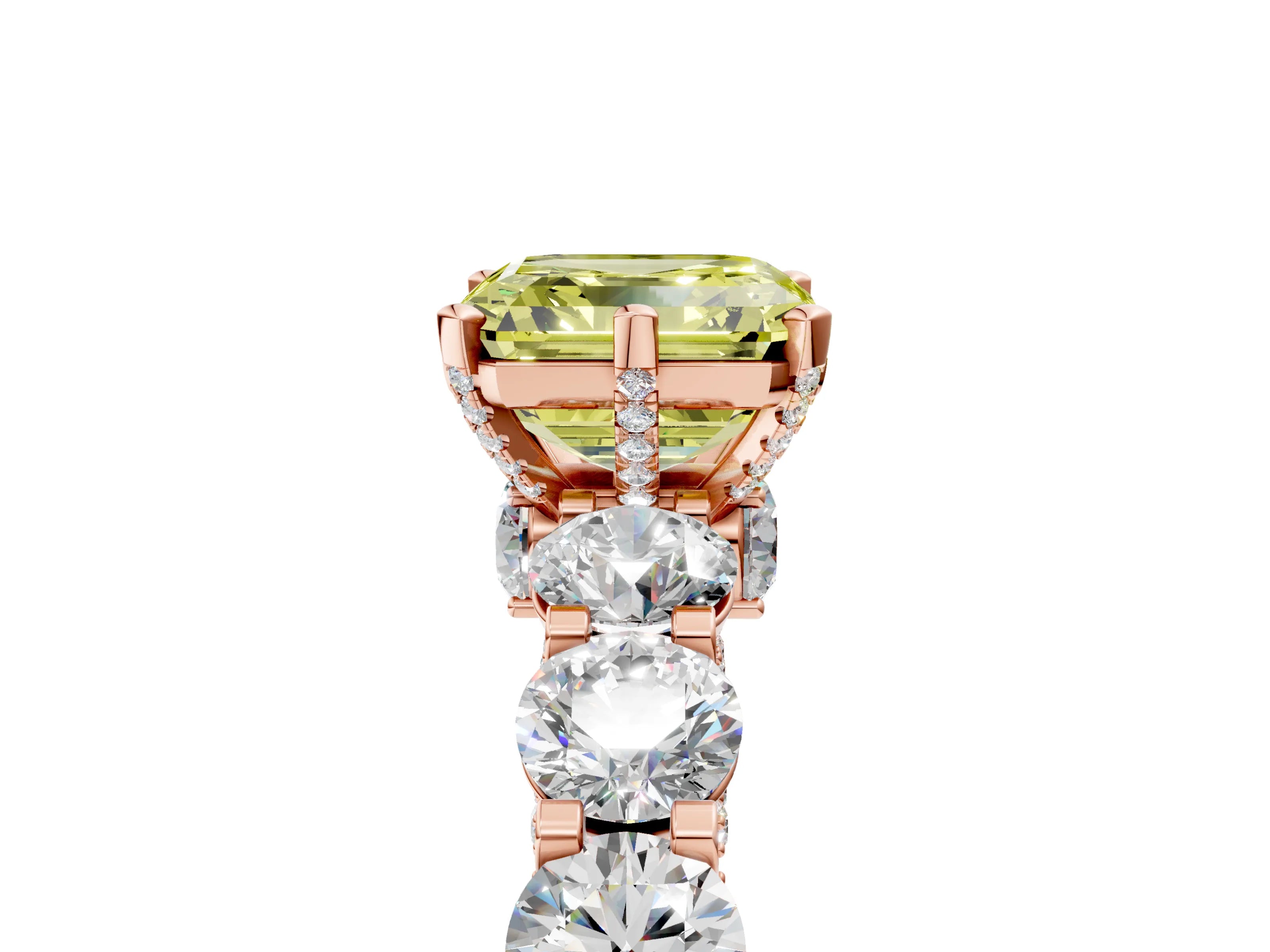 Rose gold Round Diamond Side Stone Engagement Ring with Six-Prong Setting_13