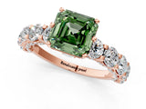 Rose gold Round Diamond Side Stone Engagement Ring with Six-Prong Setting_13