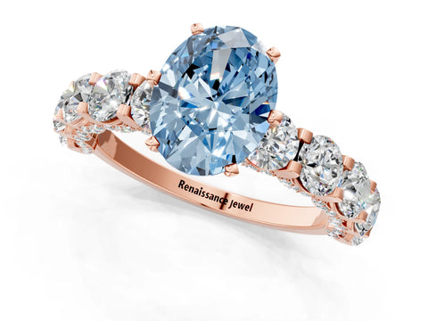 Rose gold Round Diamond Side Stone Engagement Ring with Six-Prong Setting_13