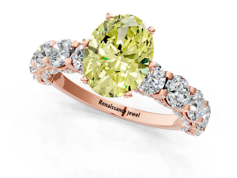 Rose gold Round Diamond Side Stone Engagement Ring with Six-Prong Setting_13