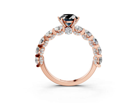 Rose gold Round Diamond Side Stone Engagement Ring with Six-Prong Setting_14