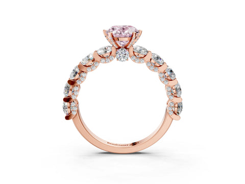 Rose gold Round Diamond Side Stone Engagement Ring with Six-Prong Setting_15