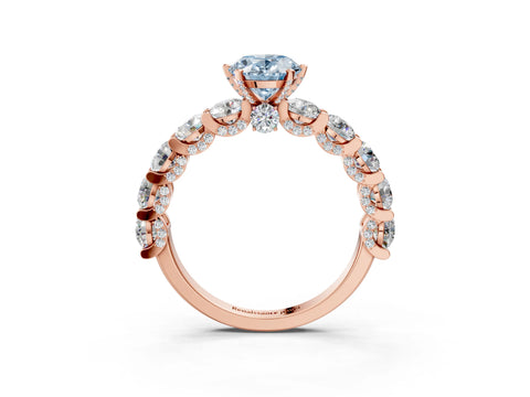 Rose gold Round Diamond Side Stone Engagement Ring with Six-Prong Setting_15