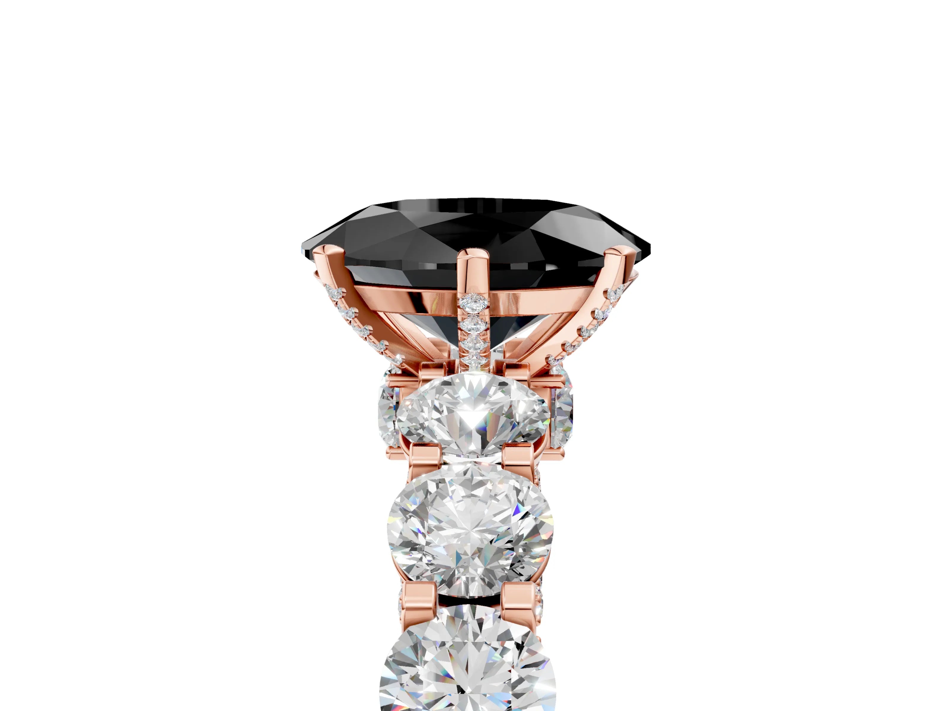 Rose gold Round Diamond Side Stone Engagement Ring with Six-Prong Setting_16