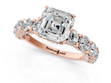 Rose gold Round Diamond Side Stone Engagement Ring with Six-Prong Setting_16