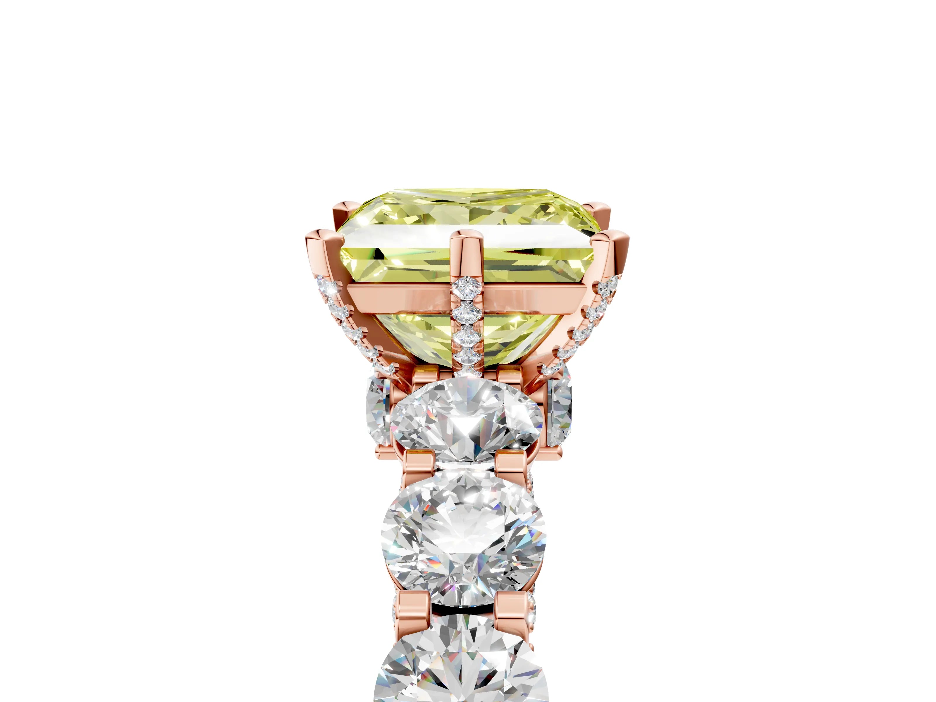 Rose gold Round Diamond Side Stone Engagement Ring with Six-Prong Setting_17