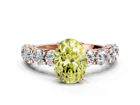 Rose gold Round Diamond Side Stone Engagement Ring with Six-Prong Setting_18