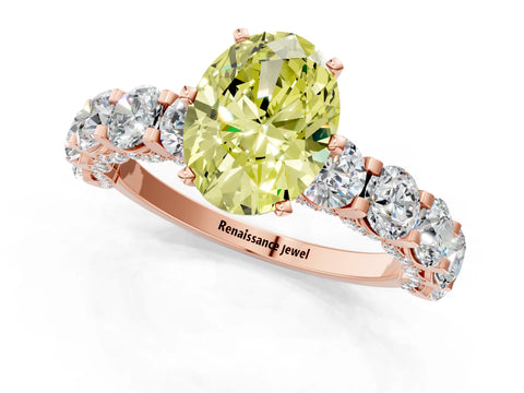 Rose gold Round Diamond Side Stone Engagement Ring with Six-Prong Setting_19