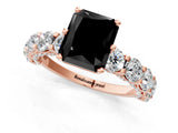 Rose gold Round Diamond Side Stone Engagement Ring with Six-Prong Setting_1