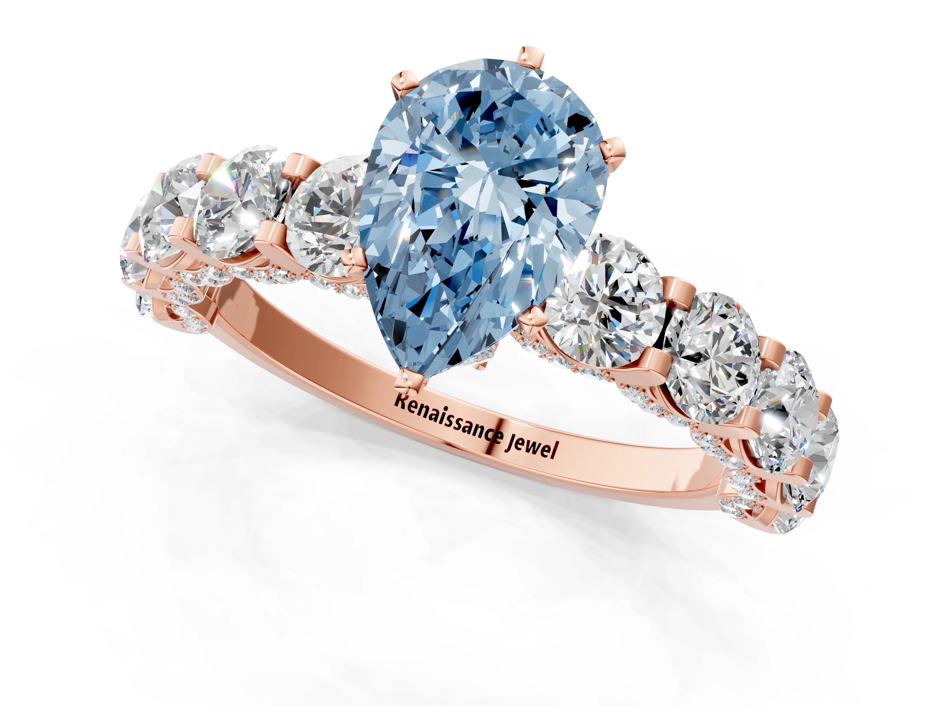 Rose gold Round Diamond Side Stone Engagement Ring with Six-Prong Setting_1