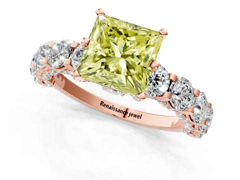 Rose gold Round Diamond Side Stone Engagement Ring with Six-Prong Setting_1
