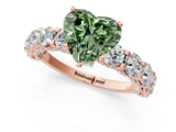 Rose gold Round Diamond Side Stone Engagement Ring with Six-Prong Setting_1