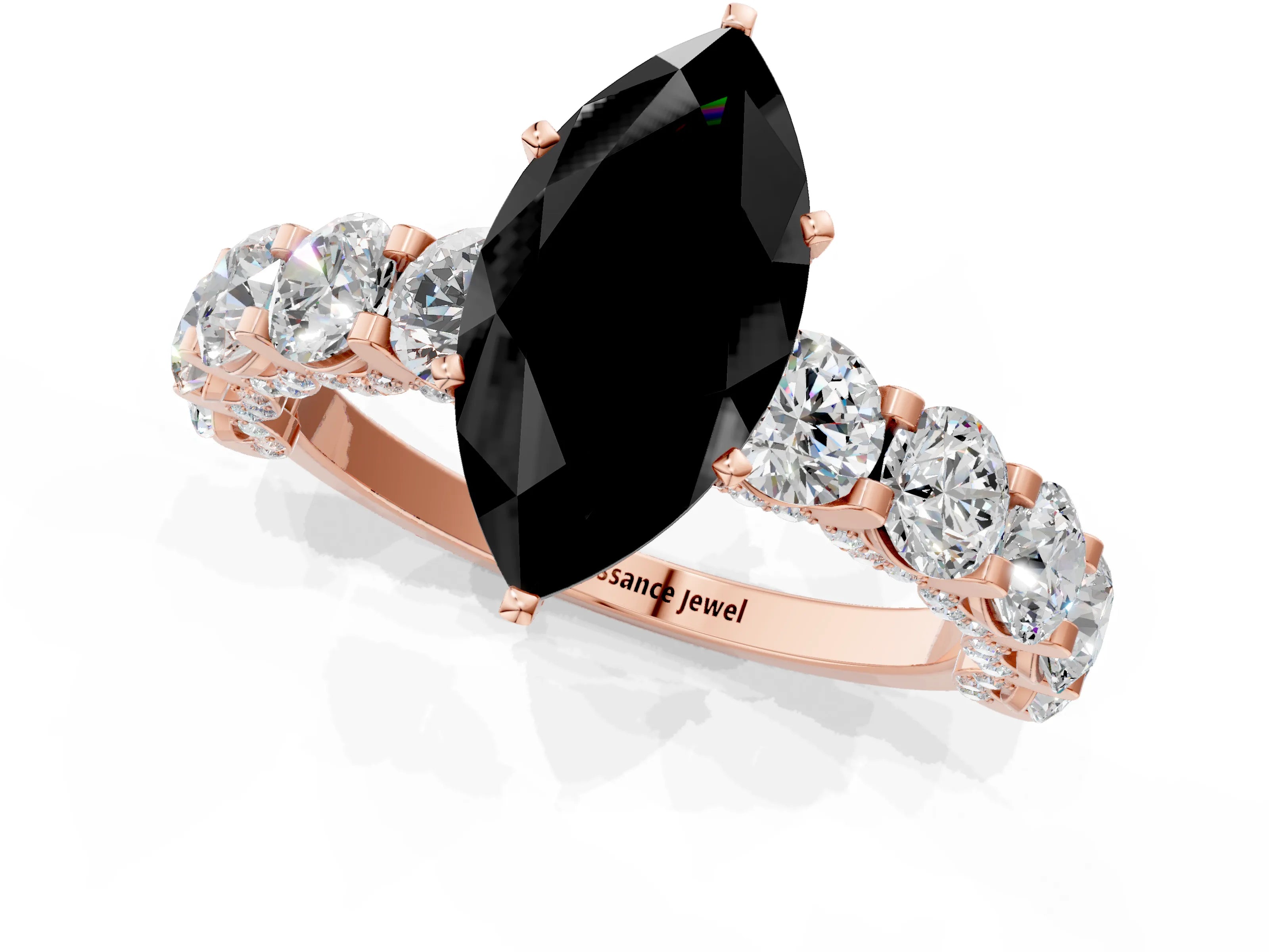 Rose gold Round Diamond Side Stone Engagement Ring with Six-Prong Setting_1