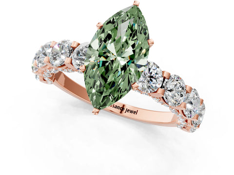 Rose gold Round Diamond Side Stone Engagement Ring with Six-Prong Setting_1