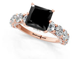 Rose gold Round Diamond Side Stone Engagement Ring with Six-Prong Setting_1