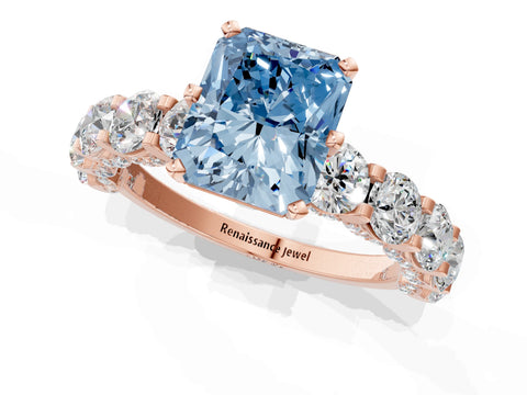 Rose gold Round Diamond Side Stone Engagement Ring with Six-Prong Setting_1