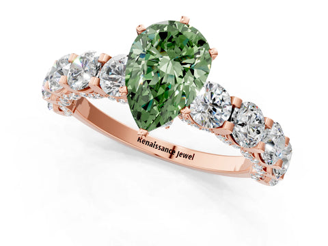 Rose gold Round Diamond Side Stone Engagement Ring with Six-Prong Setting_1