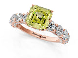Rose gold Round Diamond Side Stone Engagement Ring with Six-Prong Setting_1